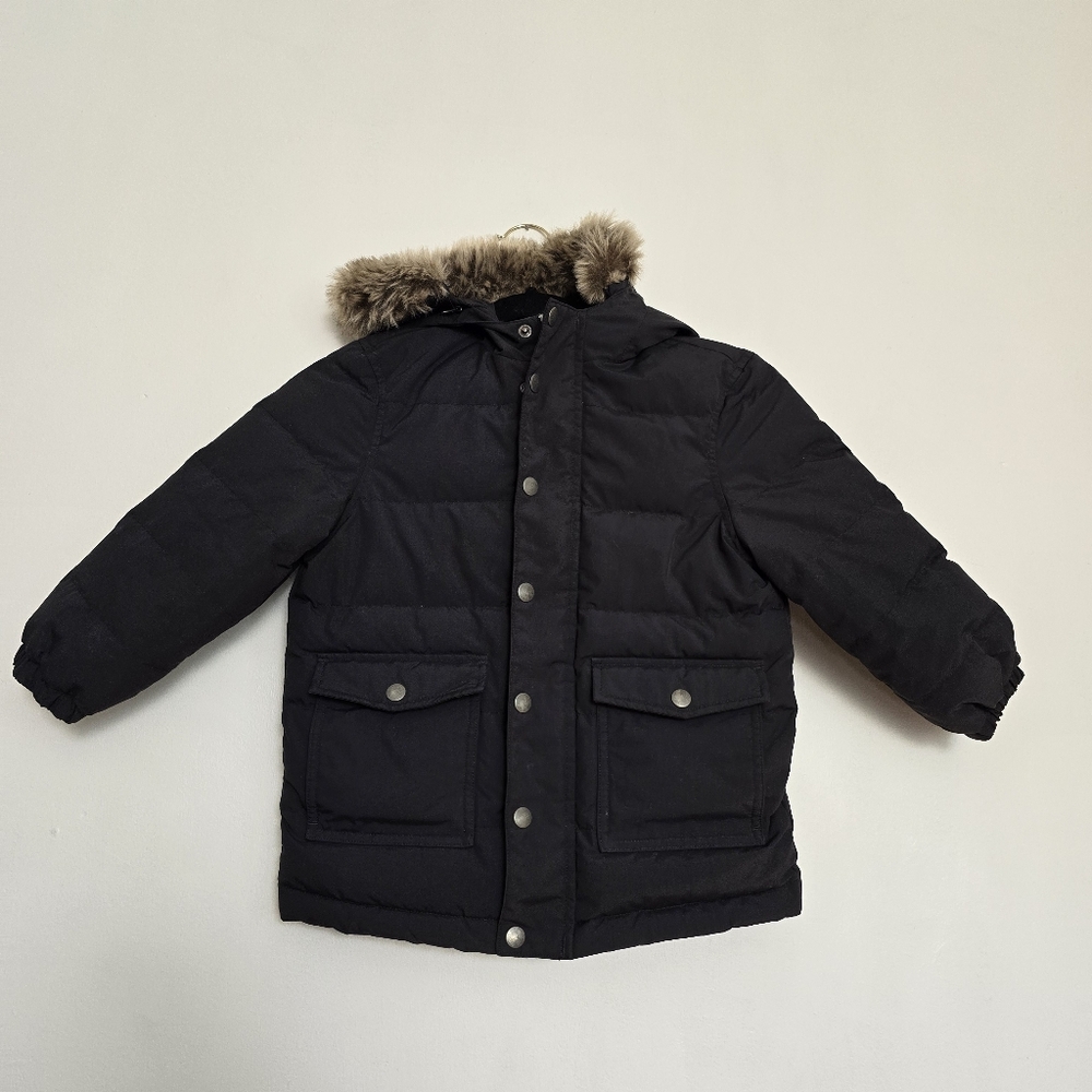 Hanna Andersson Black Fur Lined Hooded Puffer Snow Jacket